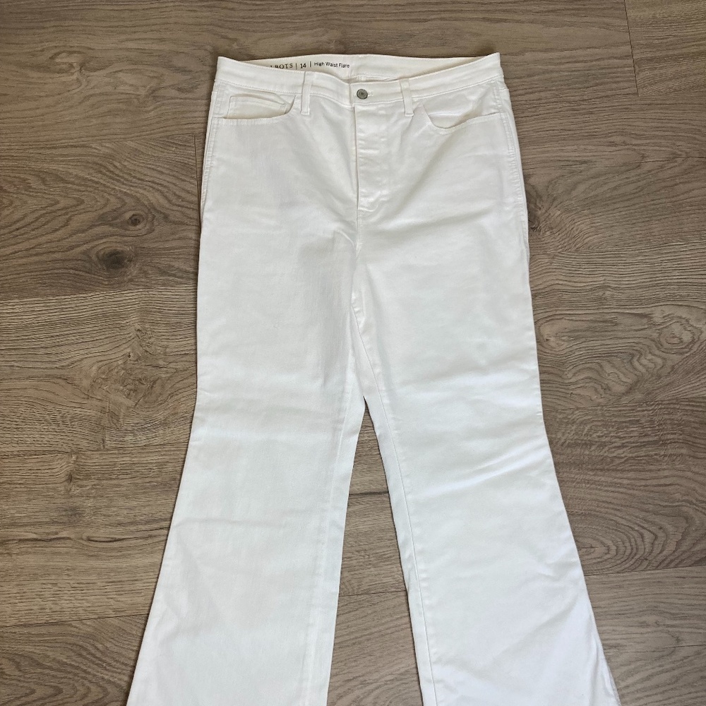 Talbots High Waist Flare Leg White Jean